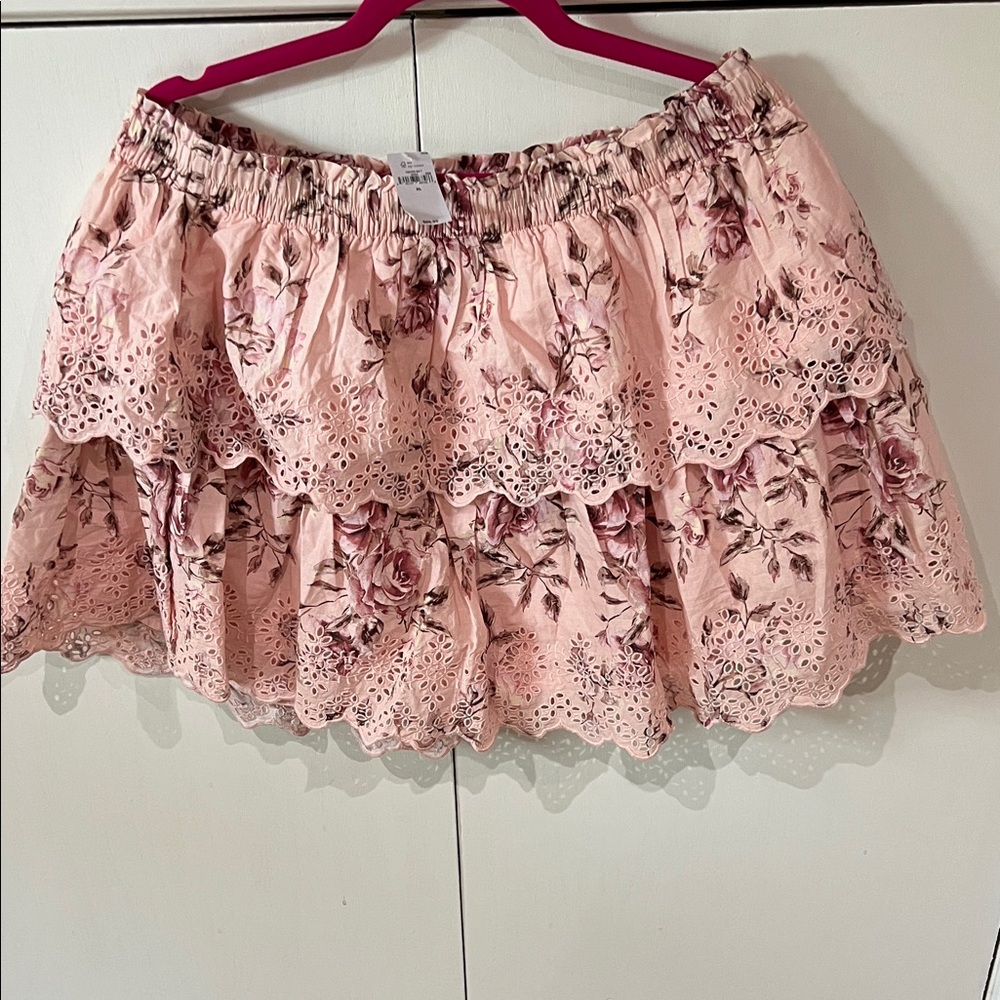 Pink Floral Tiered Skirt Loveshack fancy